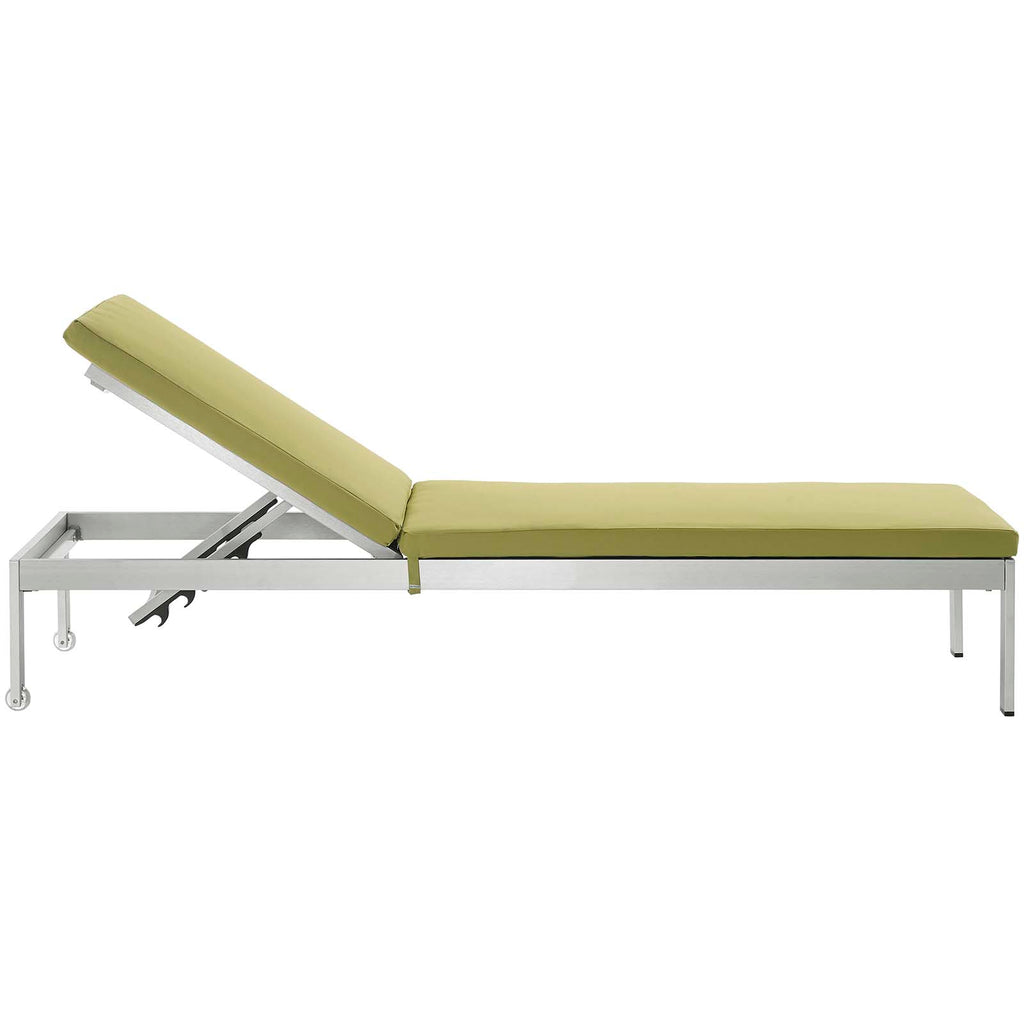 Shore Outdoor Patio Aluminum Chaise with Cushions in Silver Peridot-2