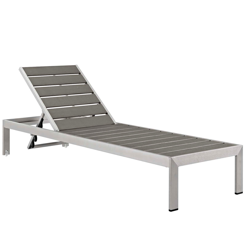 Shore Outdoor Patio Aluminum Chaise with Cushions in Silver Beige-1