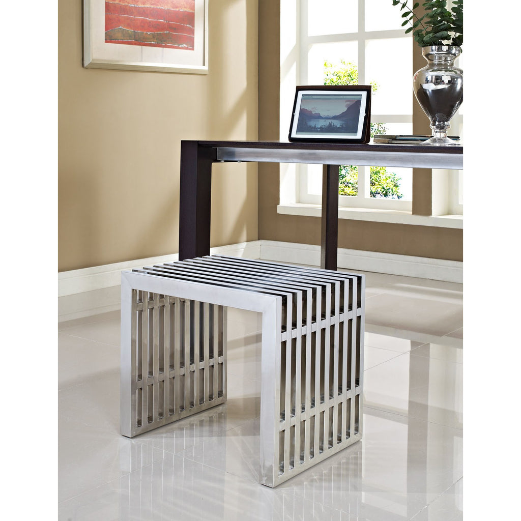 Gridiron Small Stainless Steel Bench in Silver