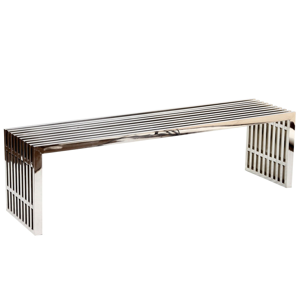 Gridiron Large Stainless Steel Bench in Silver