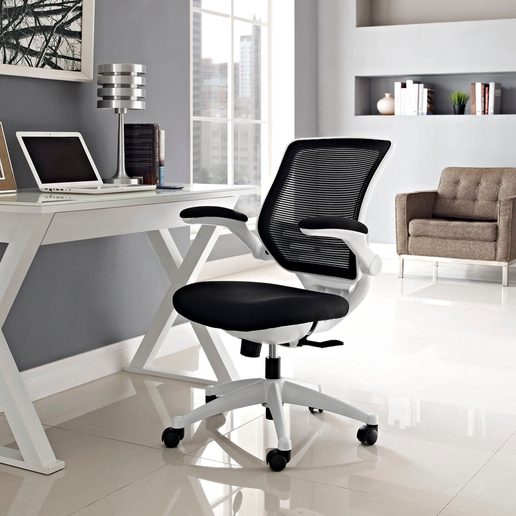 Edge White Base Office Chair in Black