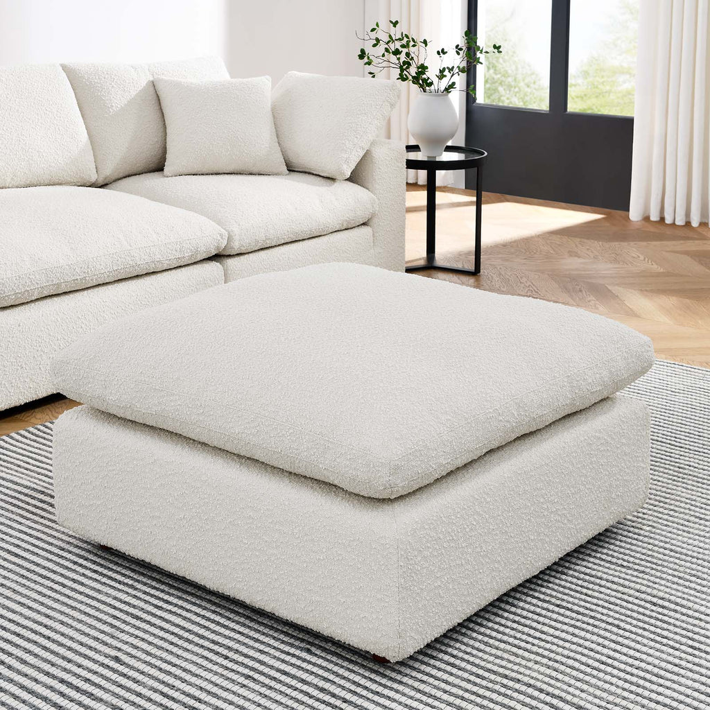 Commix Down Filled Overstuffed Boucle Fabric Ottoman