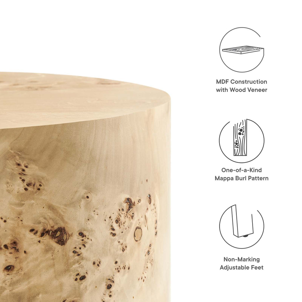 Cosmos Round Burl Wood Side Table