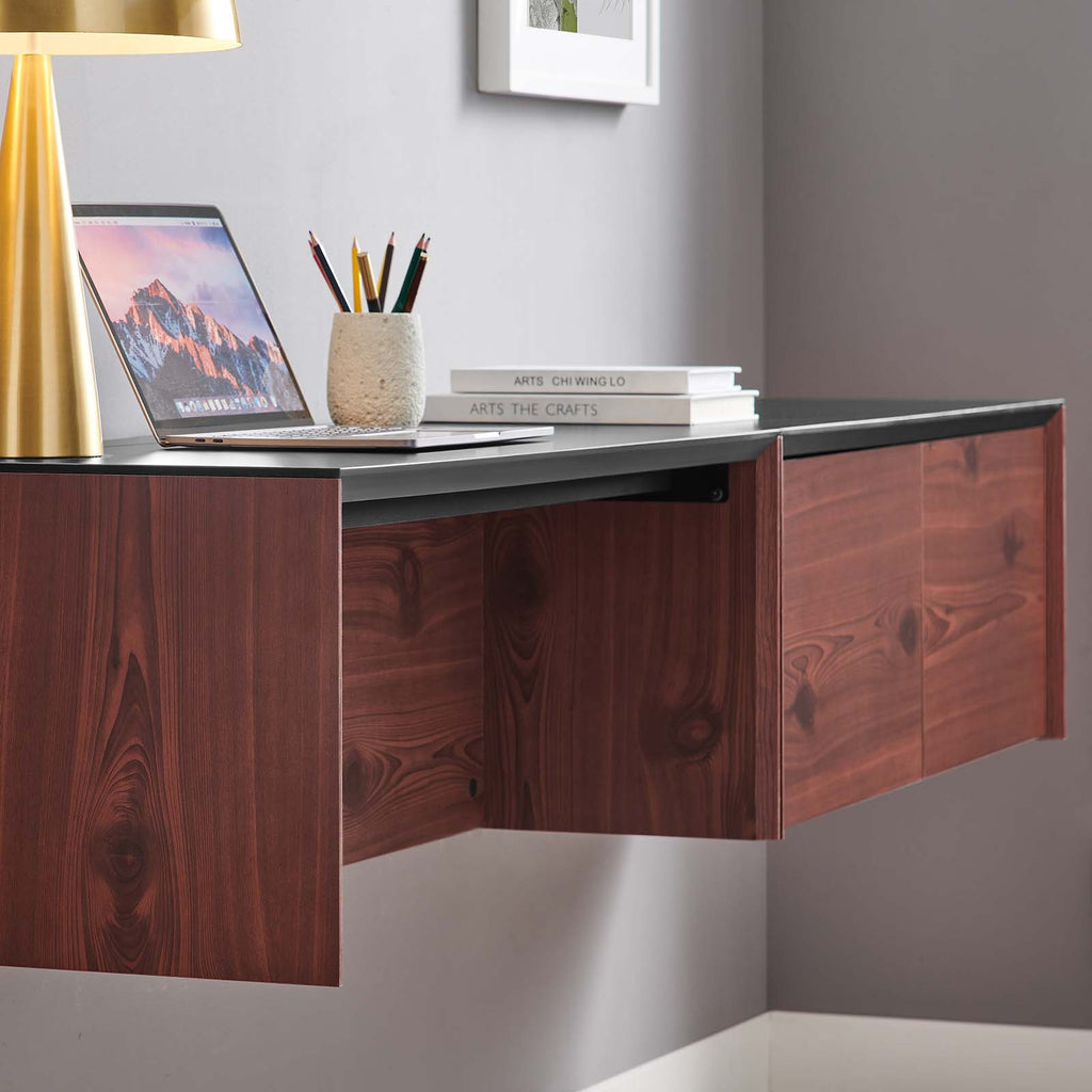 Kinetic Wall-Mount Office Desk With Cabinet and Shelf