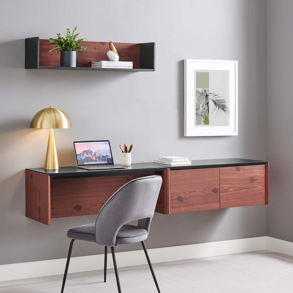 Kinetic Wall-Mount Office Desk With Cabinet and Shelf