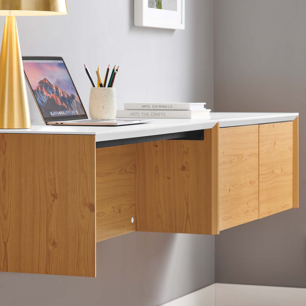 Kinetic Wall-Mount Office Desk With Cabinet and Shelf