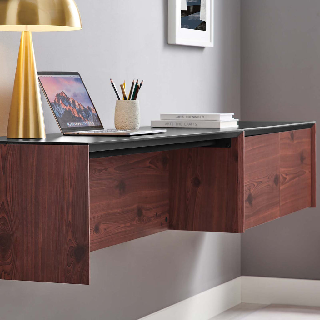 Kinetic Wall-Mount Office Desk With Cabinet and Shelf