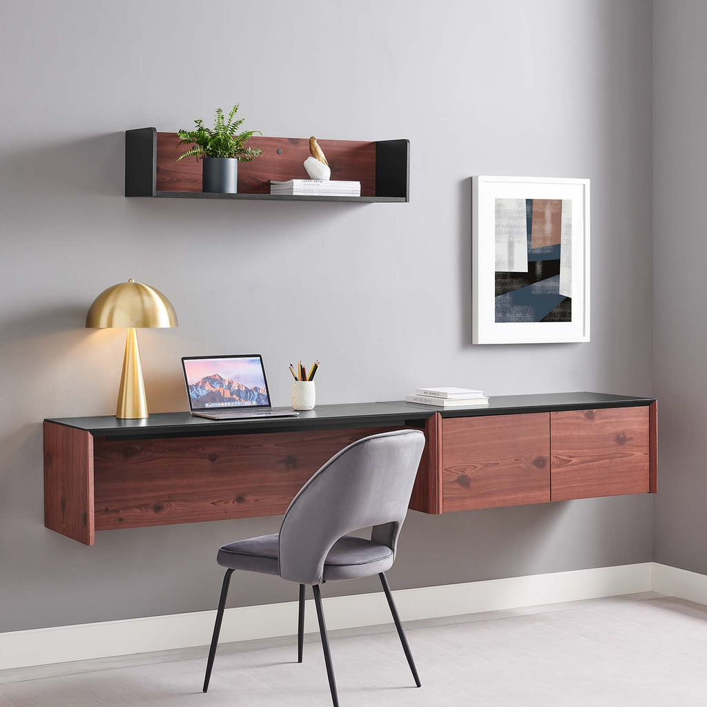 Kinetic Wall-Mount Office Desk With Cabinet and Shelf