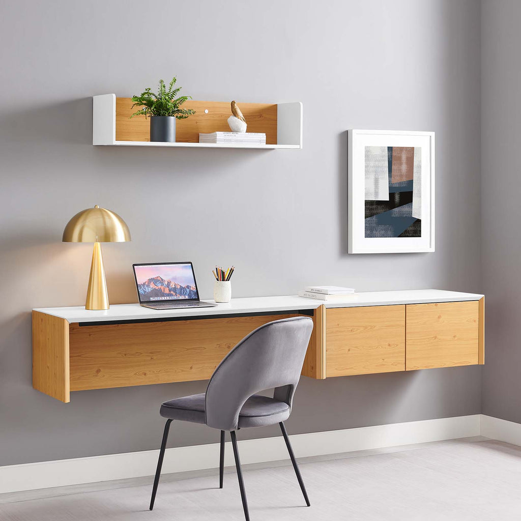 Kinetic Wall-Mount Office Desk With Cabinet and Shelf