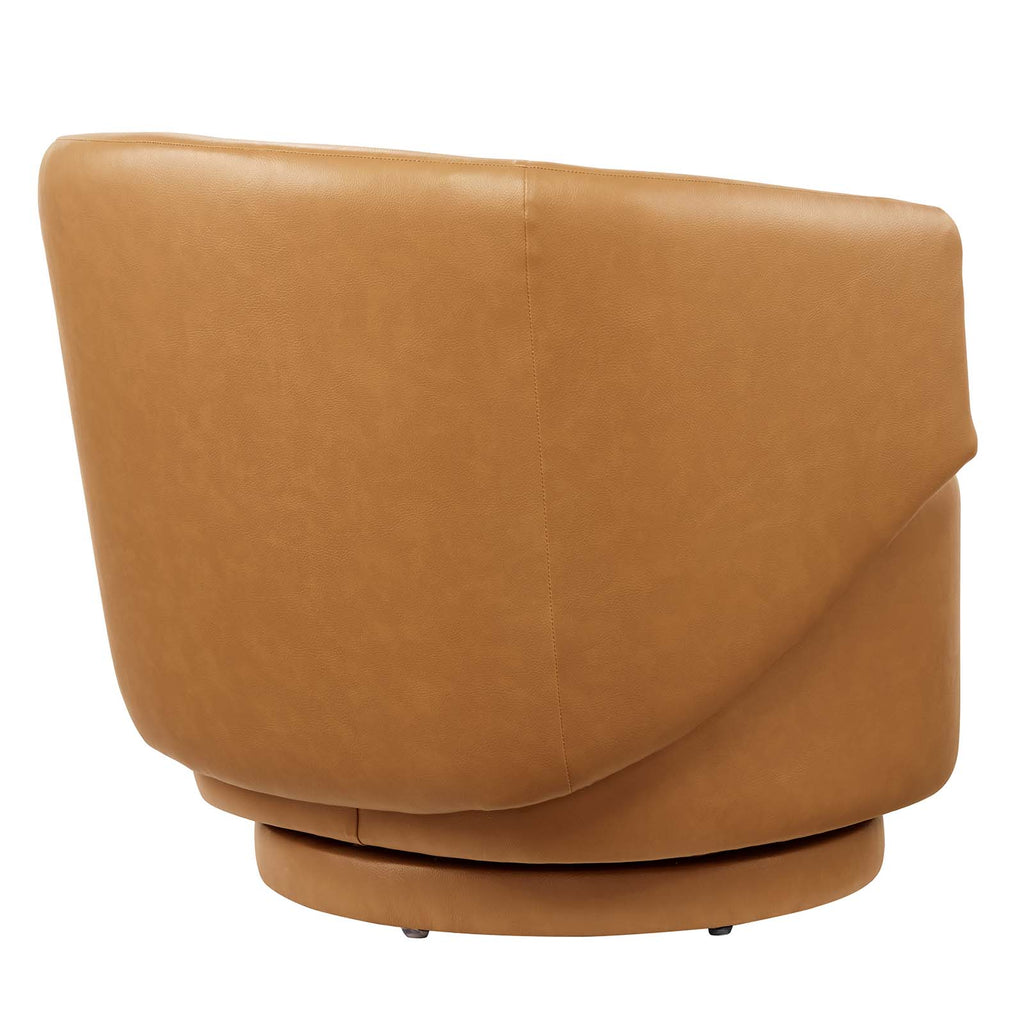 Celestia Vegan Leather Fabric and Wood Swivel Chair