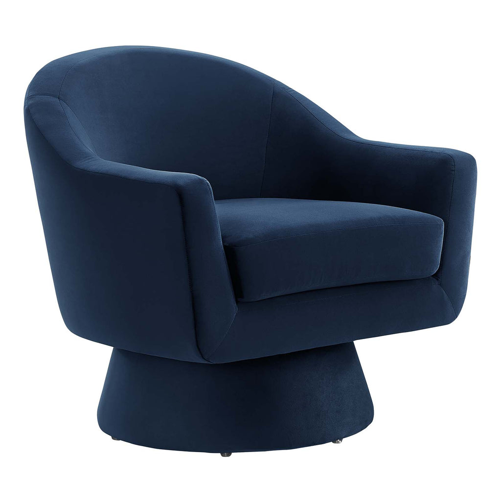 Astral Performance Velvet Fabric and Wood Swivel Chair