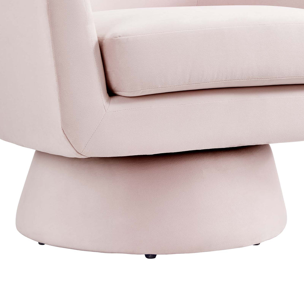 Astral Performance Velvet Fabric and Wood Swivel Chair