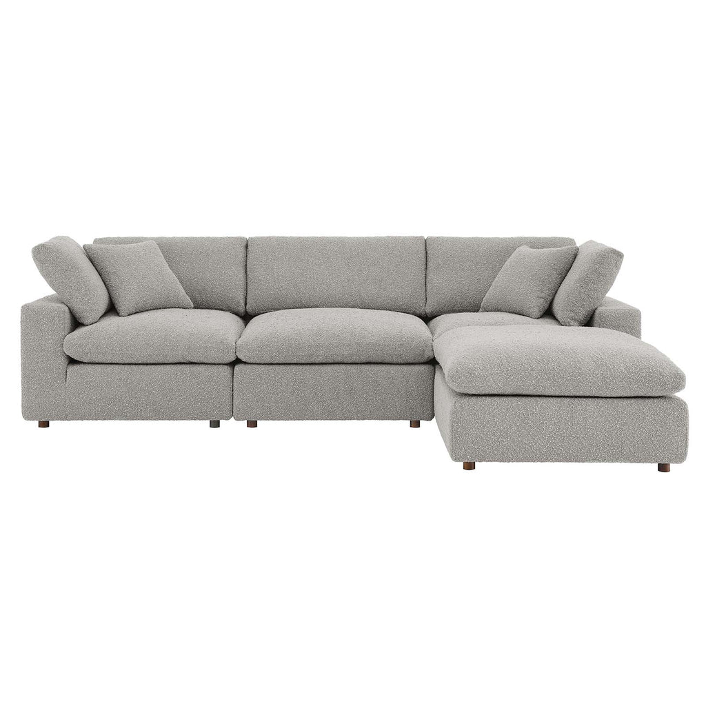 Commix Down Filled Overstuffed Boucle Fabric 4-Piece Sectional Sofa