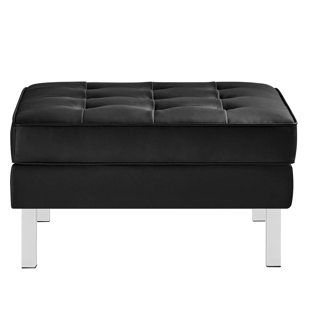 Loft Tufted Vegan Leather Armchair and Ottoman Set