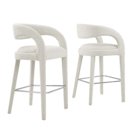 Pinnacle Boucle Upholstered Bar Stool Set of Two