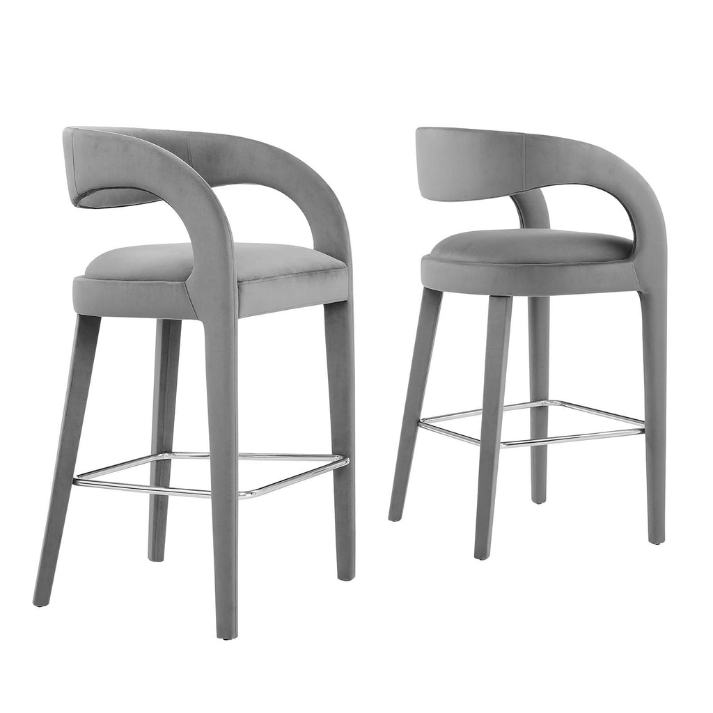 Pinnacle Performance Velvet Bar Stool Set of Two