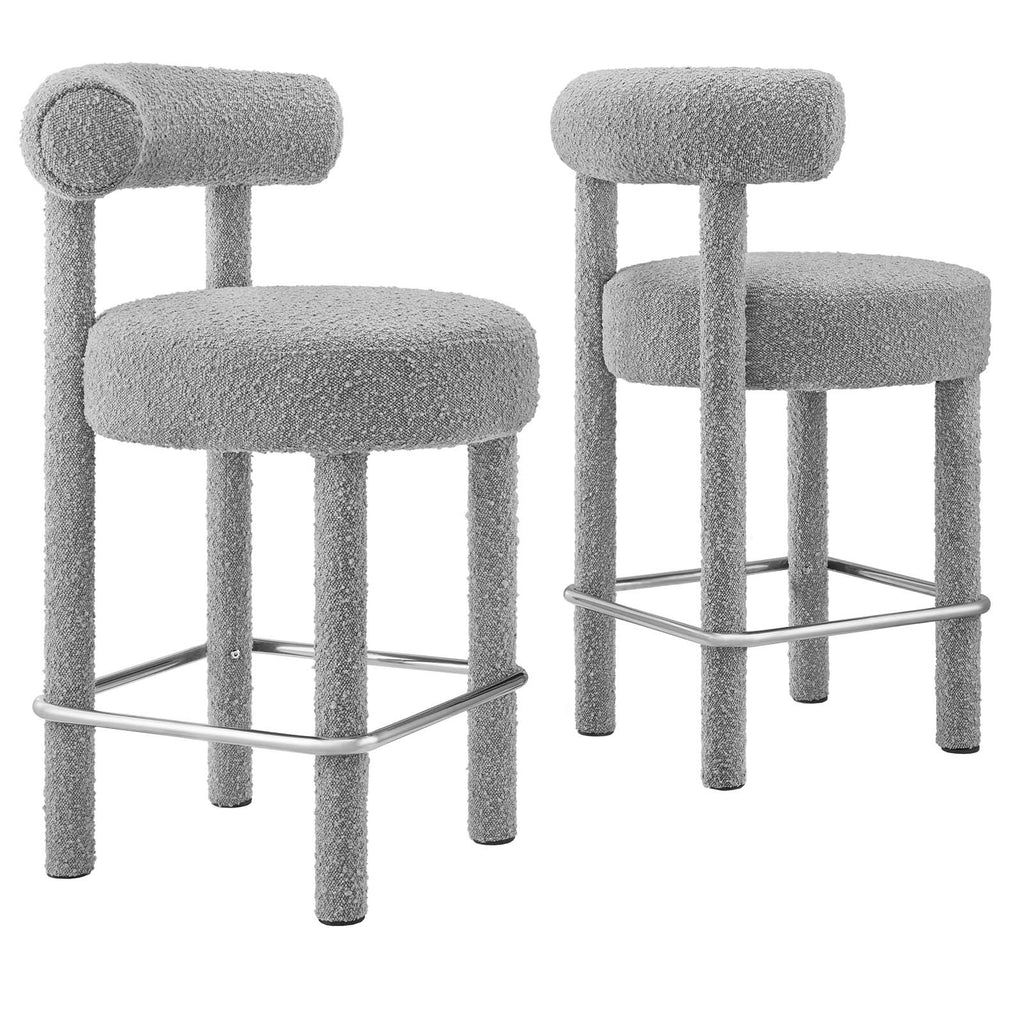 Toulouse Boucle Fabric Counter Stool - Set of 2