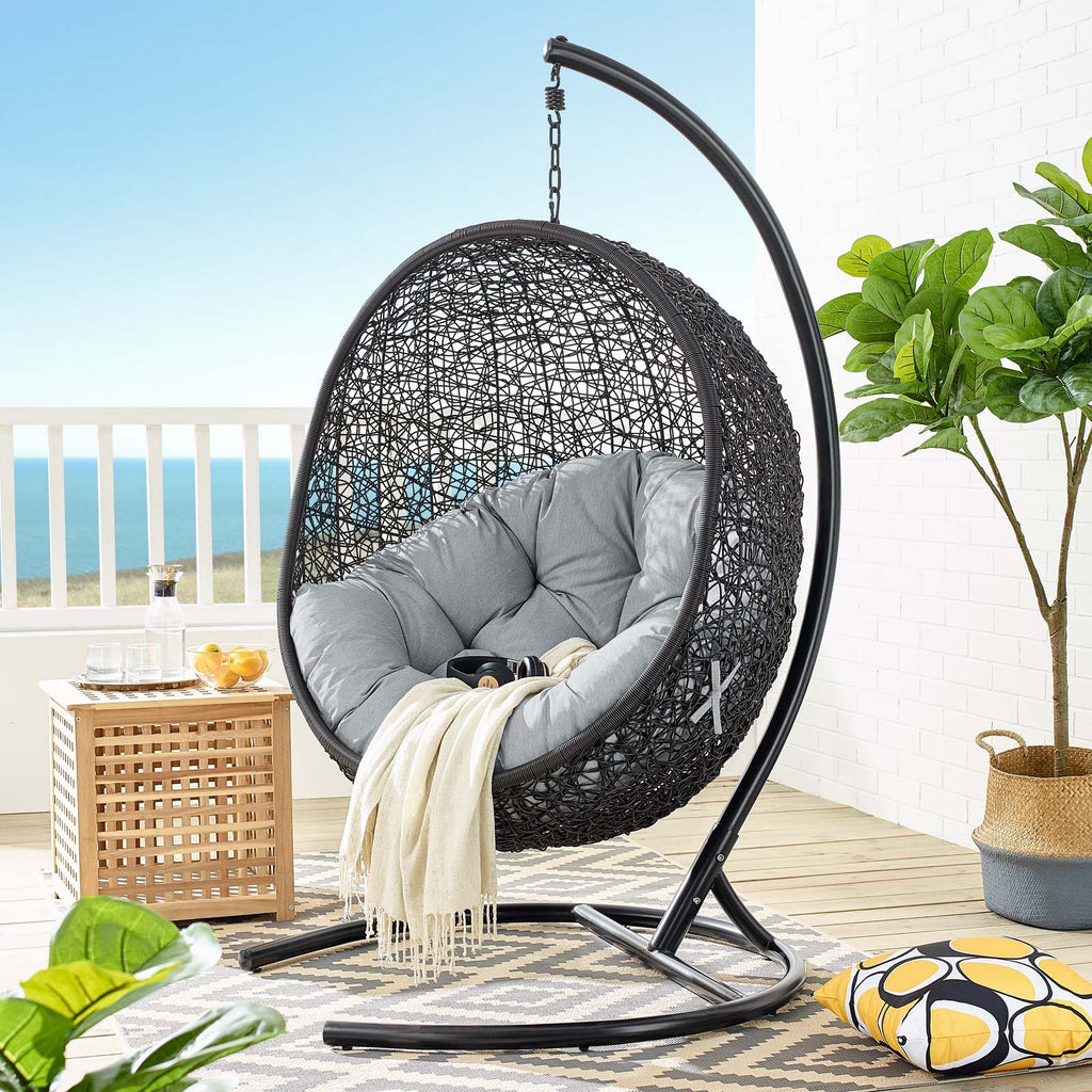 Encase Swing Outdoor Patio Lounge Chair in Gray