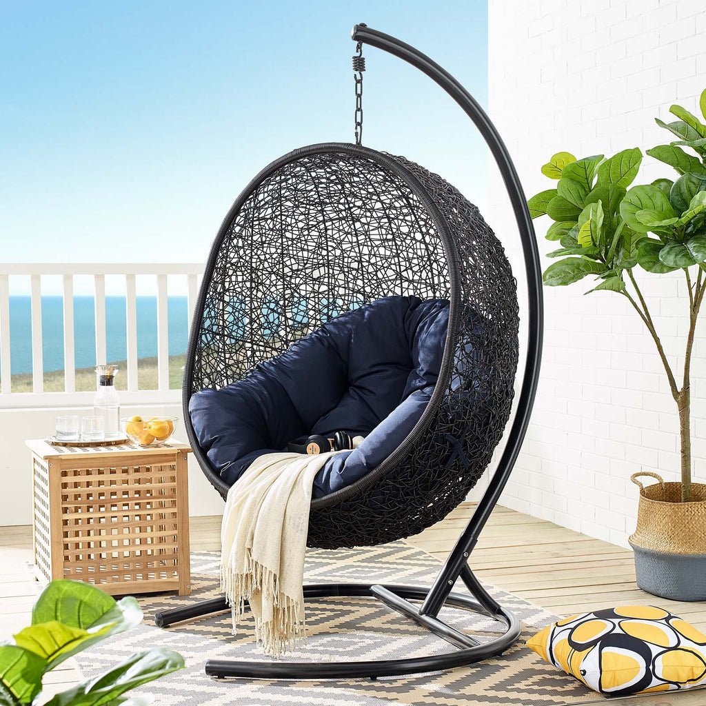 Encase Swing Outdoor Patio Lounge Chair in Navy