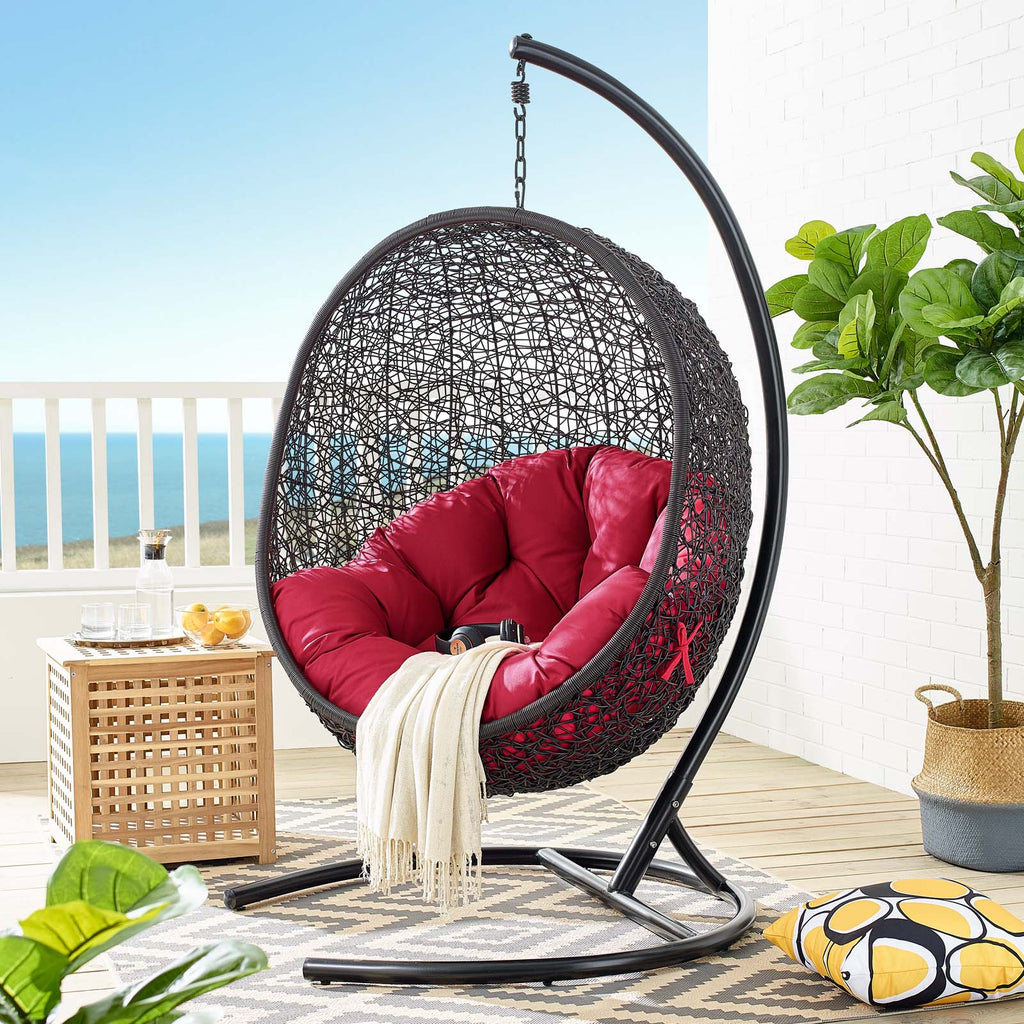 Encase Swing Outdoor Patio Lounge Chair in Red