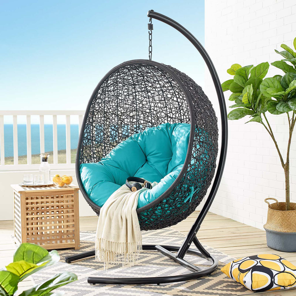 Encase Swing Outdoor Patio Lounge Chair in Turquoise