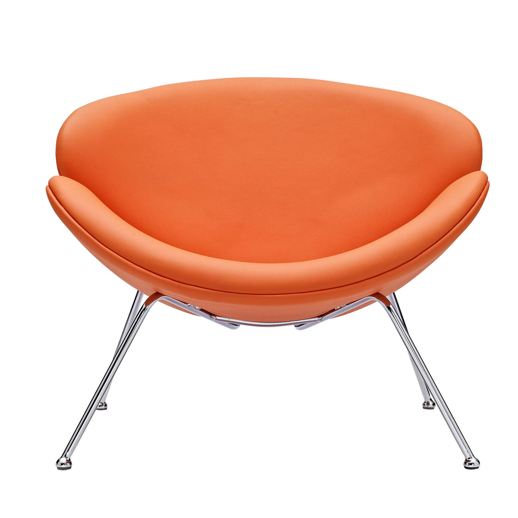 Nutshell Upholstered Vinyl Lounge Chair in Orange