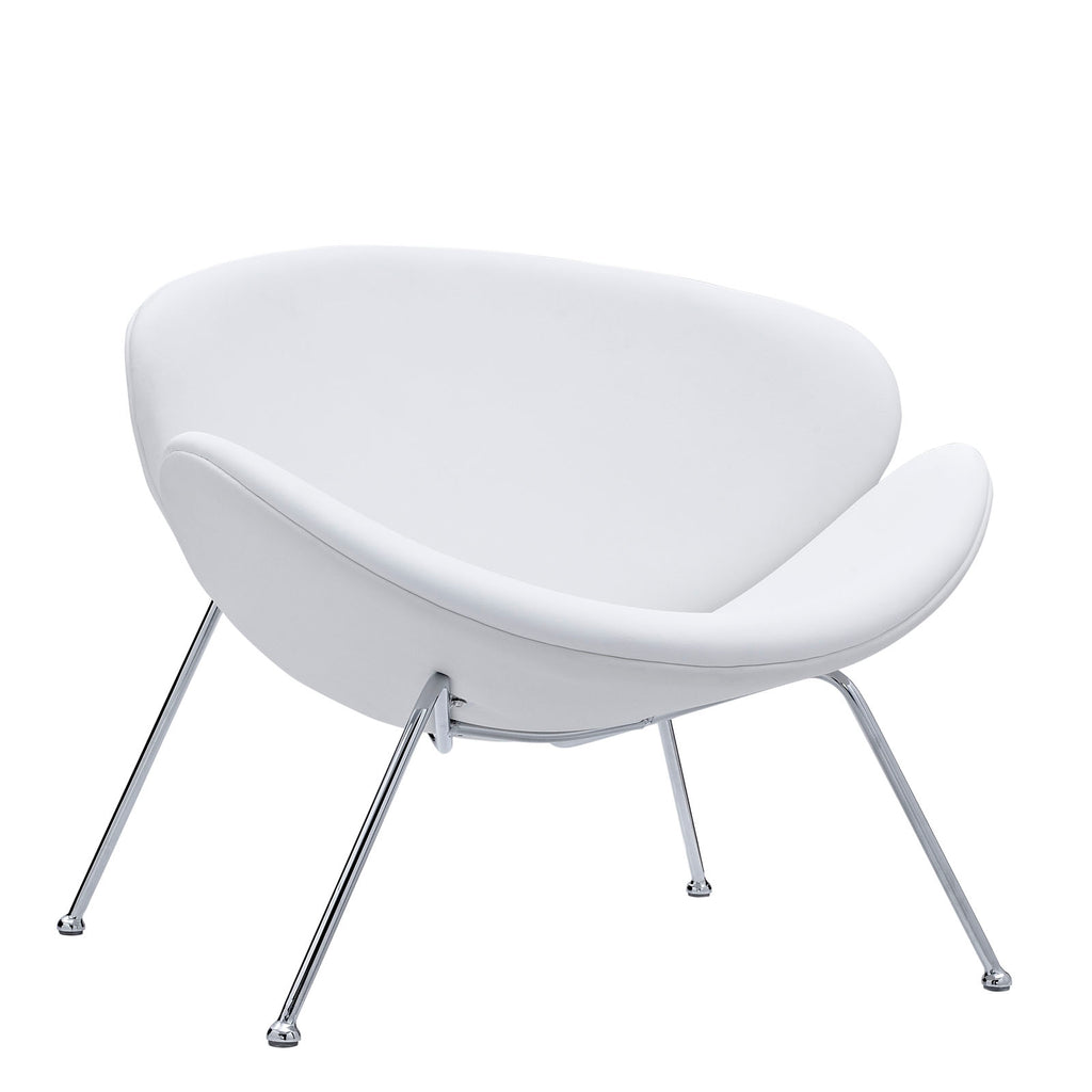Nutshell Upholstered Vinyl Lounge Chair in White