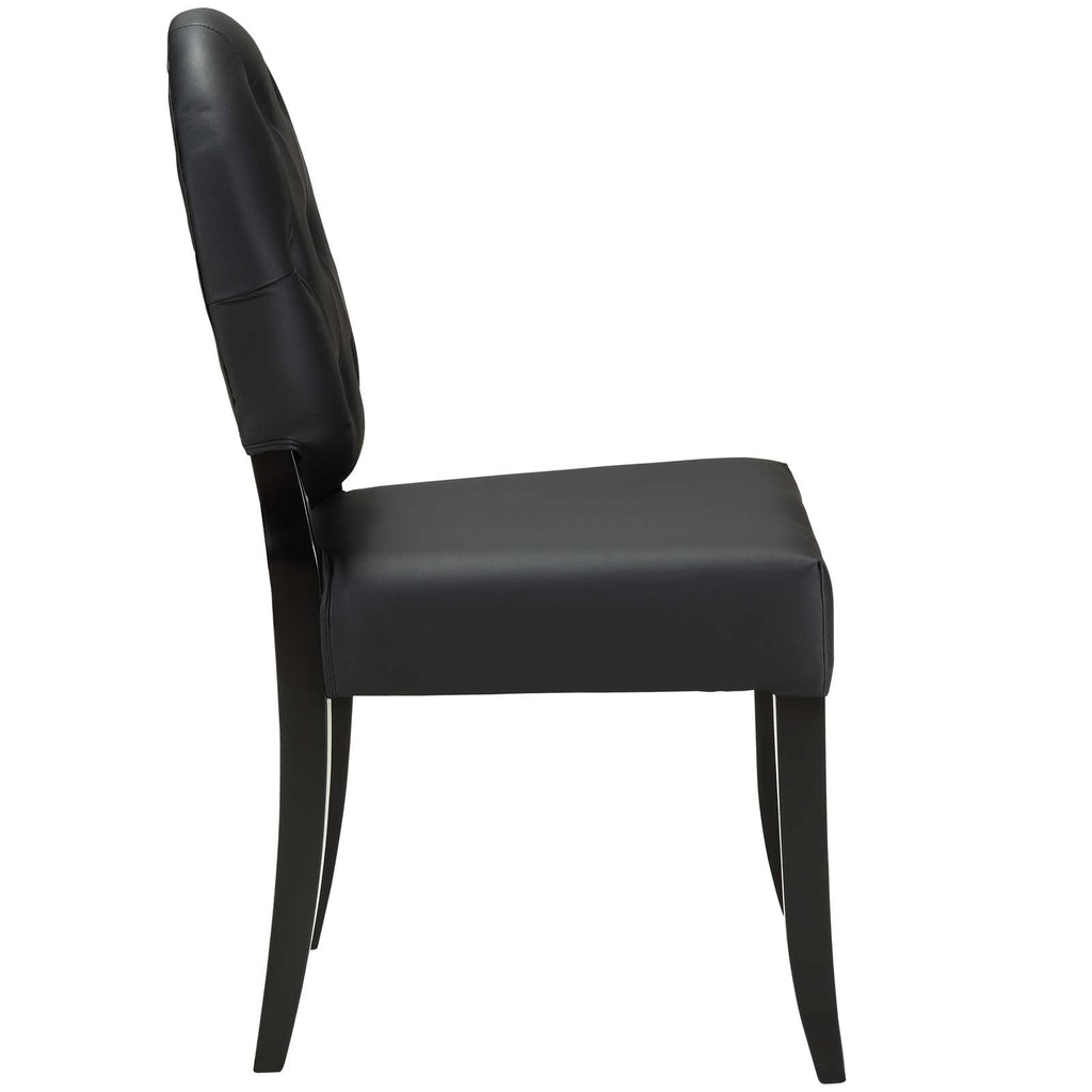 Button Dining Vinyl Side Chair in Black