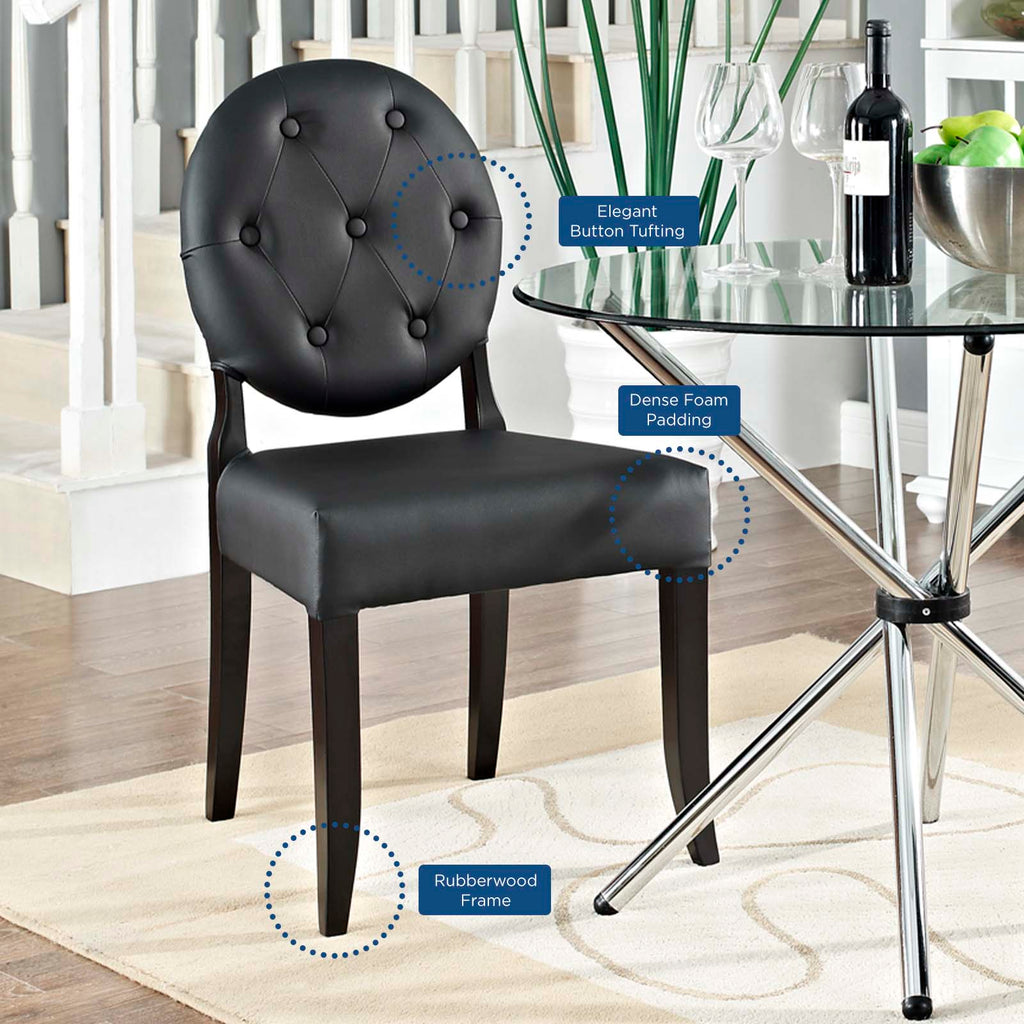 Button Dining Vinyl Side Chair in Black