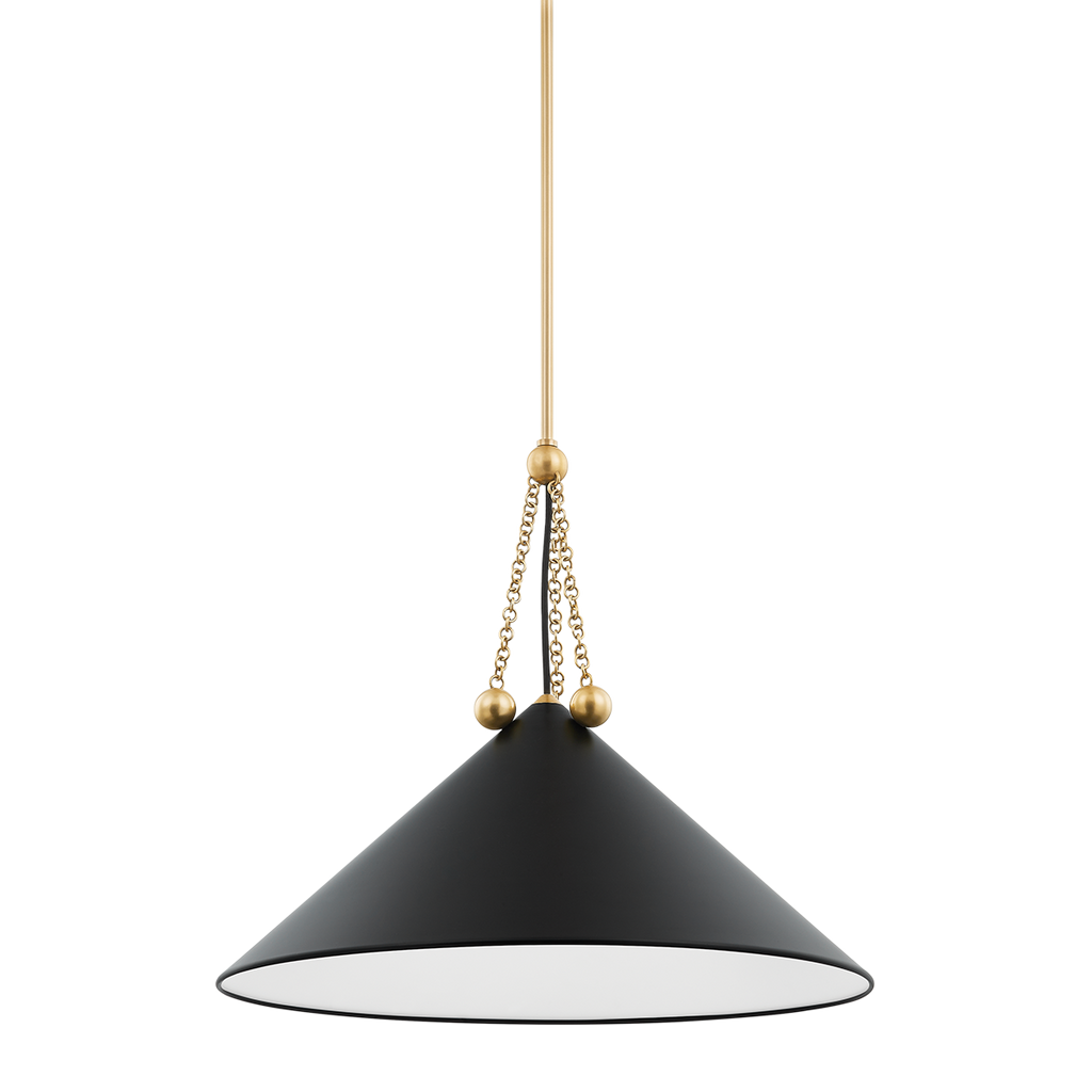 Kalea 1 Light Pendant - Aged Brass 20.25" - Soft Black