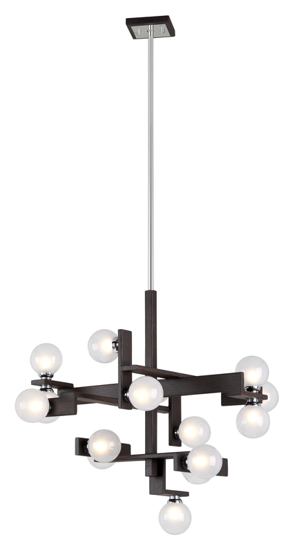 Network Chandelier 27" - Forest Bronze & Polished Chrom