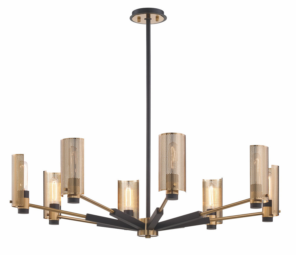 Pilsen Chandelier 15" - Carb Blk W Satin Nick Accents