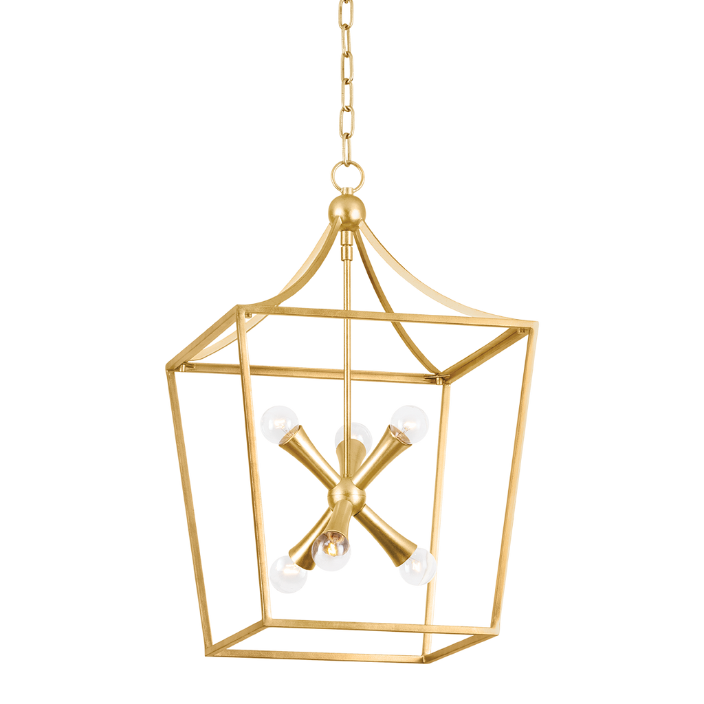 Kendall 6 Light Lantern - Vintage Gold Leaf 25.5"