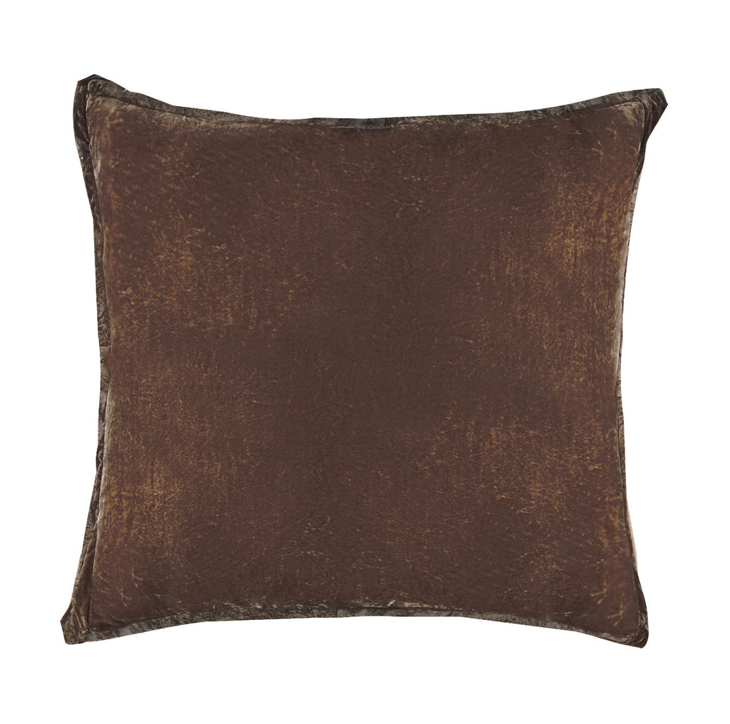 Stella Silk Velvet Flanged Euro Sham 27x27, Copper Brown