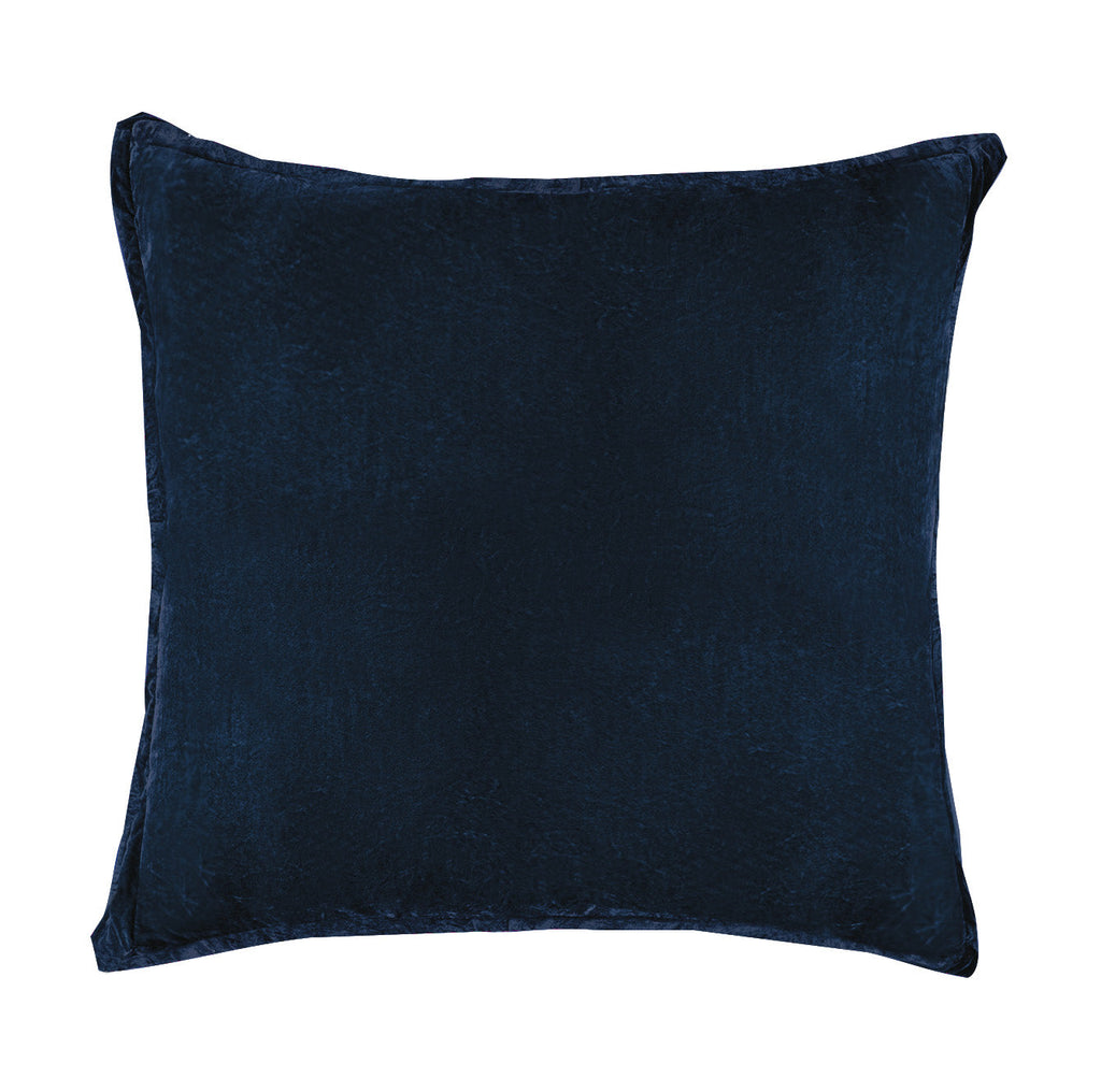 Stella Silk Velvet Flanged Euro Sham 27x27, Midnight Blue