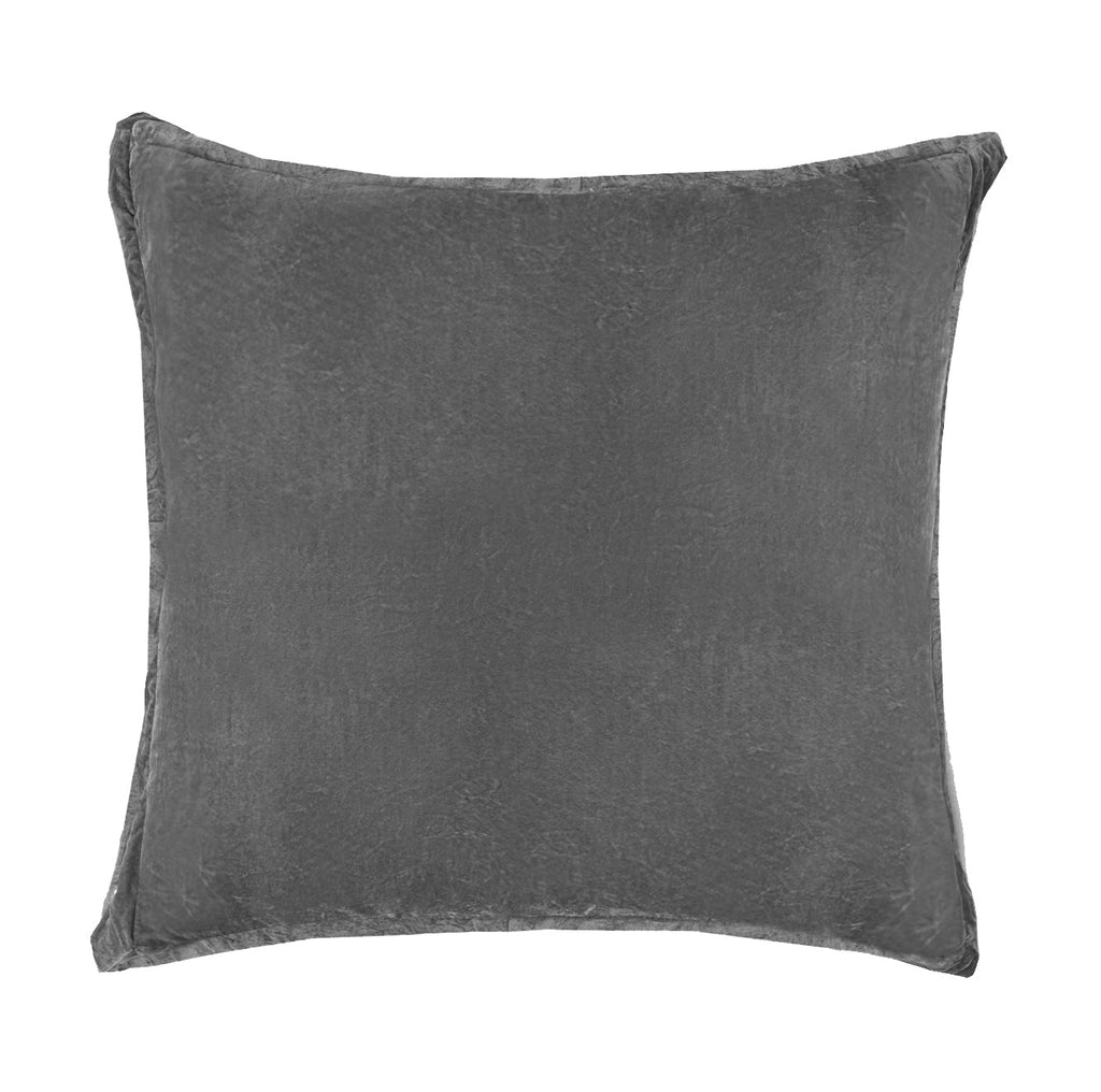 Stella Silk Velvet Flanged Euro Sham 27x27, Slate