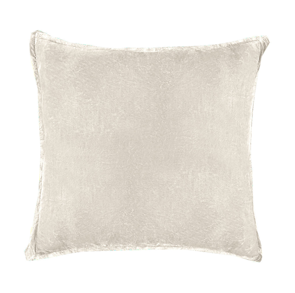 Stella Silk Velvet Flanged Euro Sham 27x27, Stone