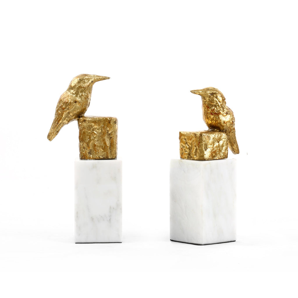 Finch Statue (Pair) - Gold Leaf