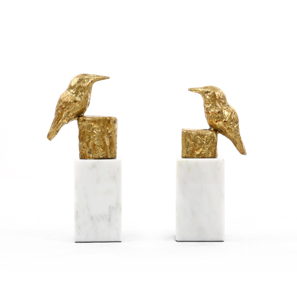 Finch Statue (Pair) - Gold Leaf