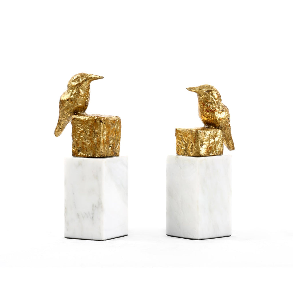 Finch Statue (Pair) - Gold Leaf