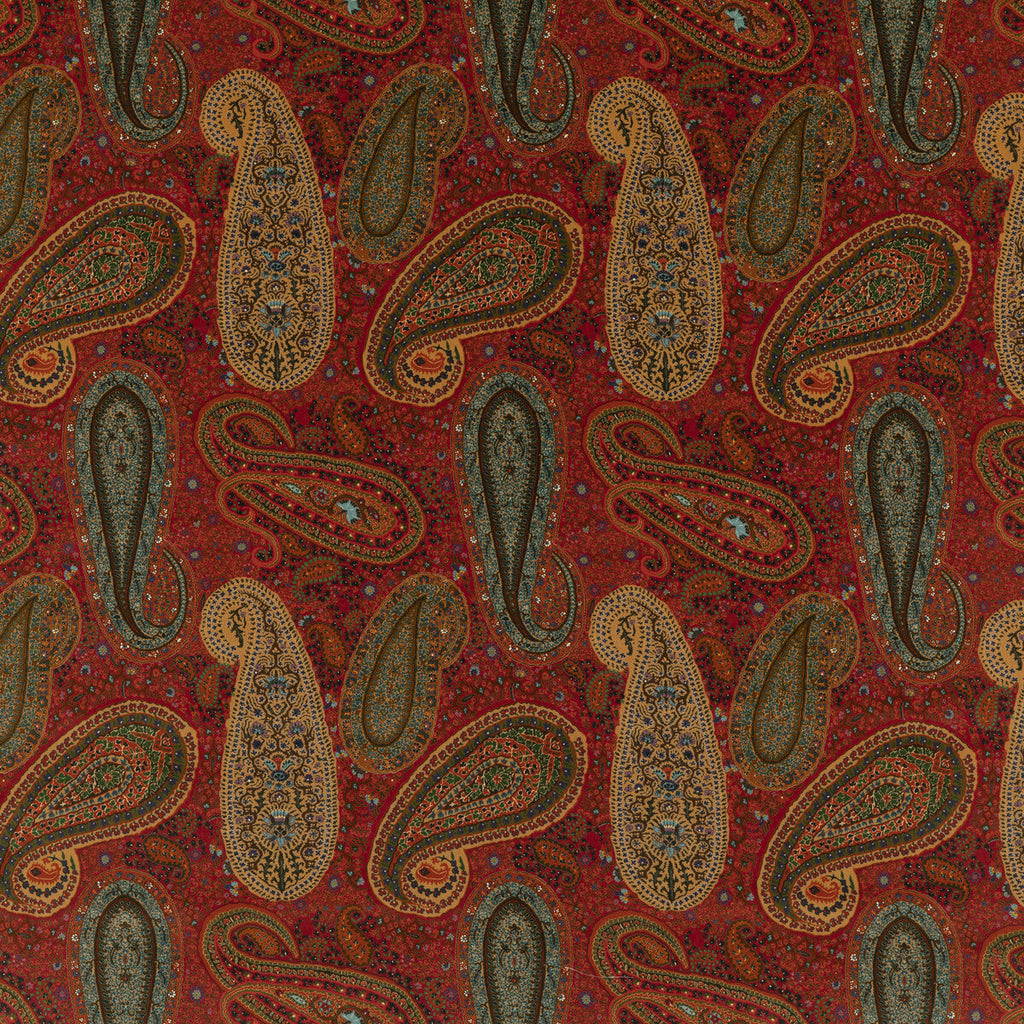 Peregrine Paisley Velvet - Teal/Red