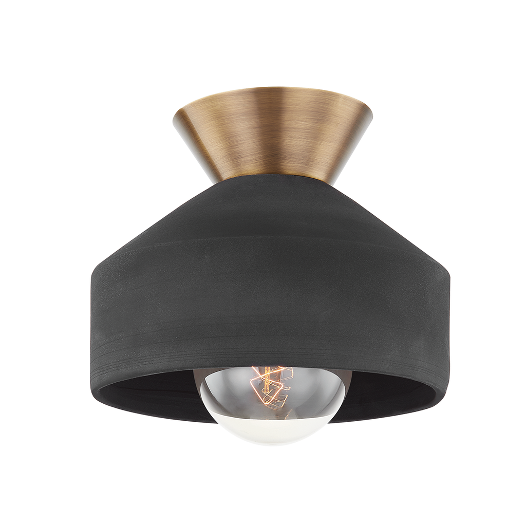 Covina 1 Light Flush Mount - Patina Brass 10"