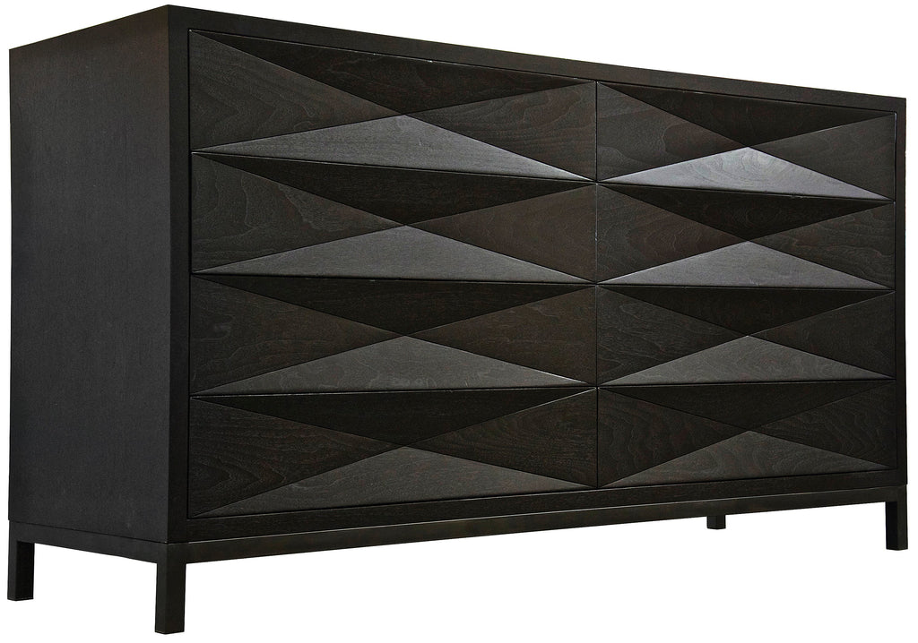 Diamante 8 Drawer Dresser, Walnut - Black Shellac