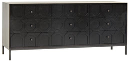 Hadley 9 Drawer Buffet, Walnut/Steel - Black Shellac