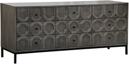 Hadley 9 Drawer Buffet, Walnut/Steel - Gray Shellac