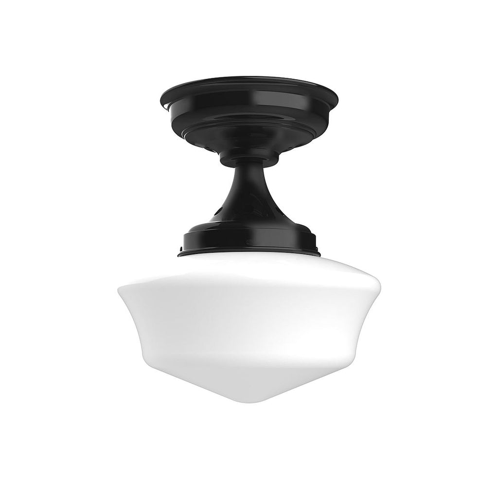 12" Schoolhouse Glass, Flush Mount Ceiling Light, Black - FMA021-41