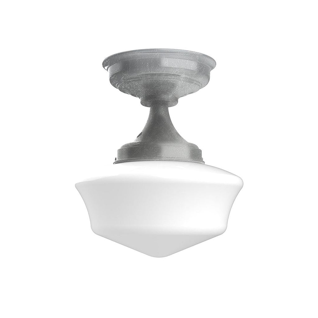 12" Schoolhouse Glass, Flush Mount Ceiling Light, Painted Galvanized - FMA021-49