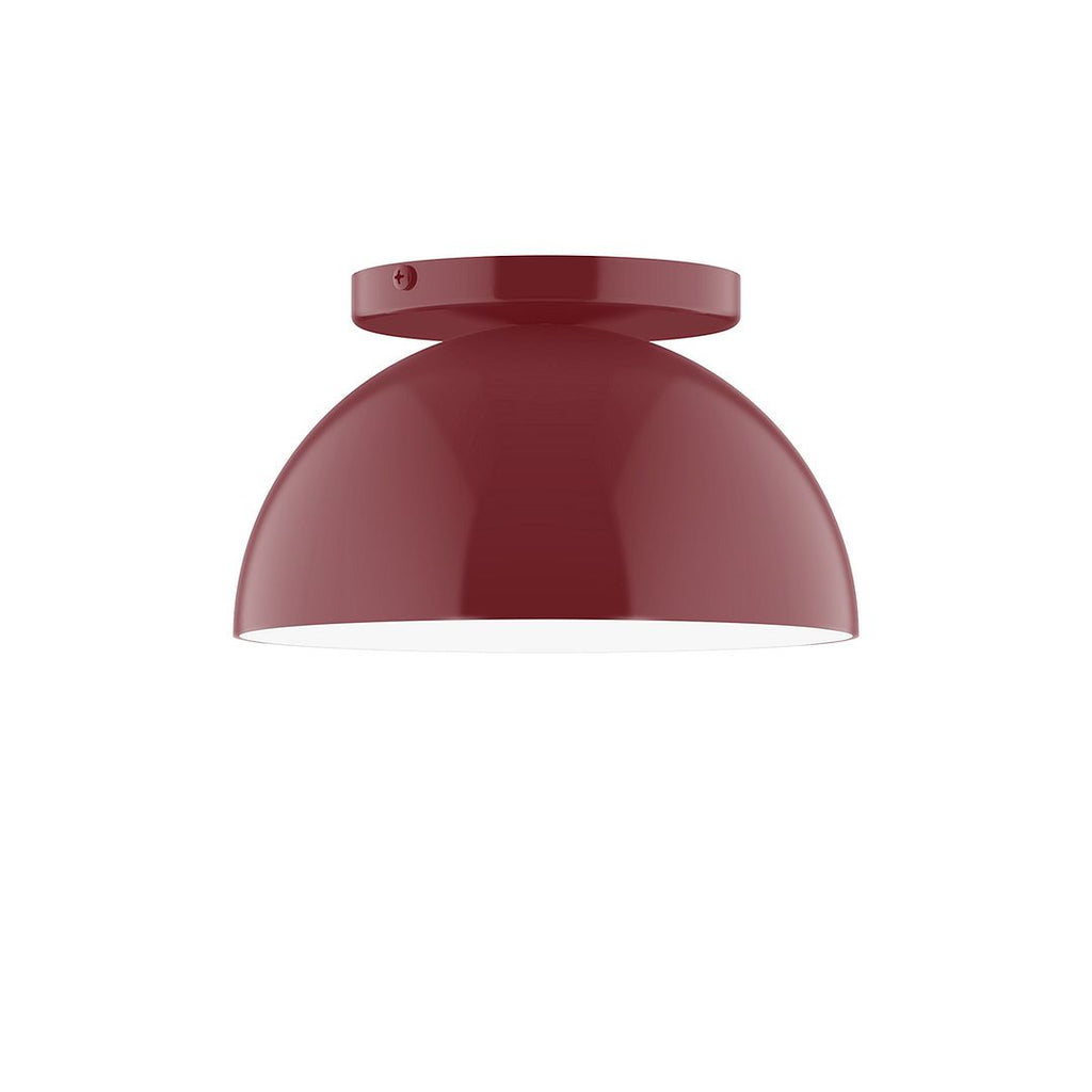 8" Axis Mini Dome Flush Mount With 6 Inch White Opal Glass Globe, Barn Red - FMD431-G15-55