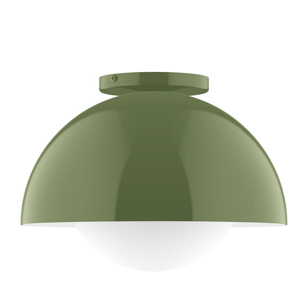 12" Axis Dome Flush Mount With 6 Inch White Opal Glass Globe, Fern Green - FMD432-G15-22