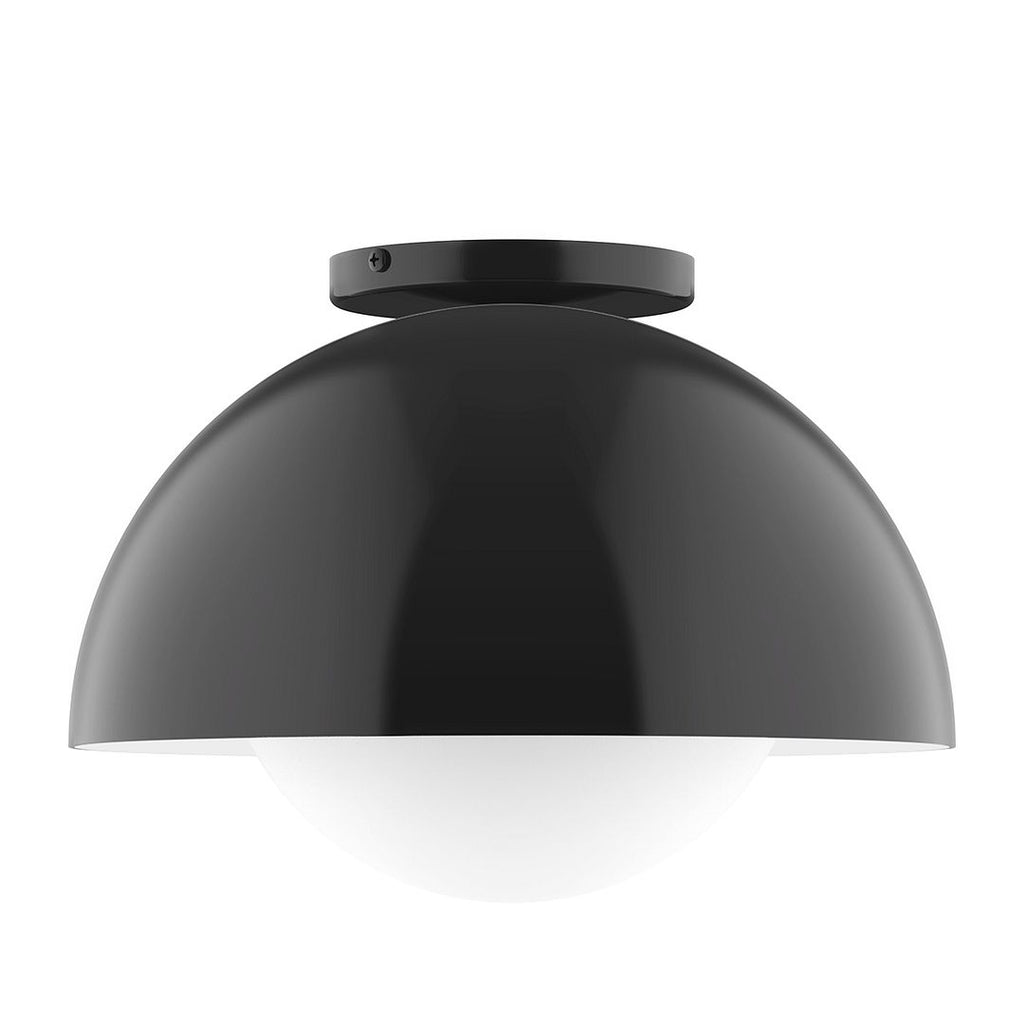 12" Axis Dome Flush Mount With 6 Inch White Opal Glass Globe, Black - FMD432-G15-41